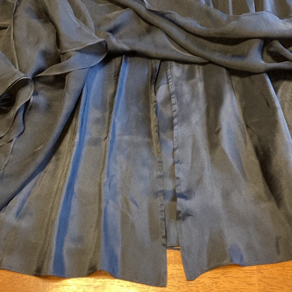 Teri Jon by Rickie Freeman Womens Size 6 Black Maxi Dress 100% Silk Gown Rosette - Picture 12 of 12